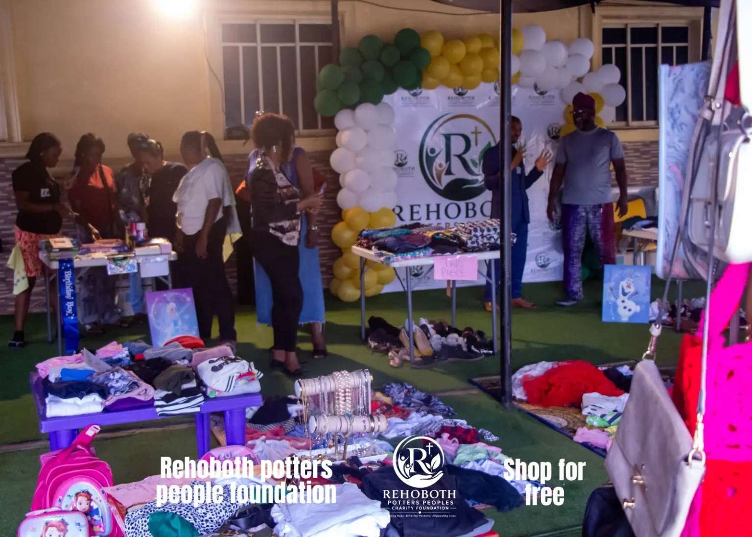 Participants browsing donated clothing