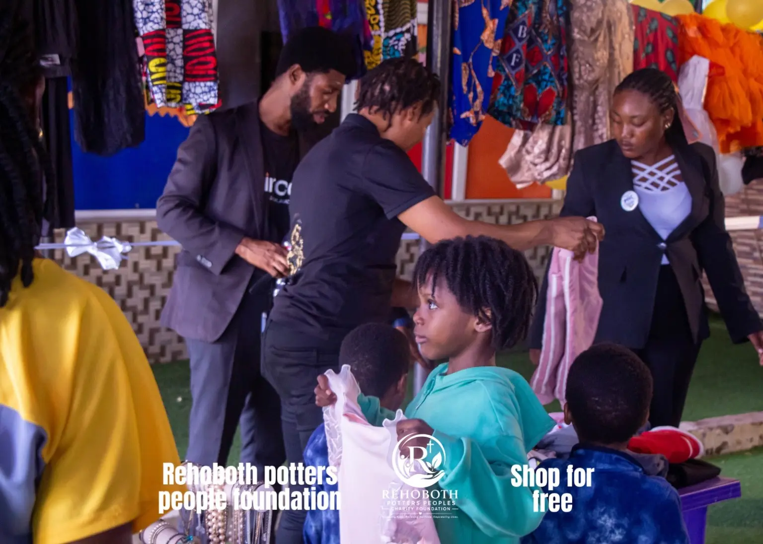 Donated clothing and useful items arranged for free selection